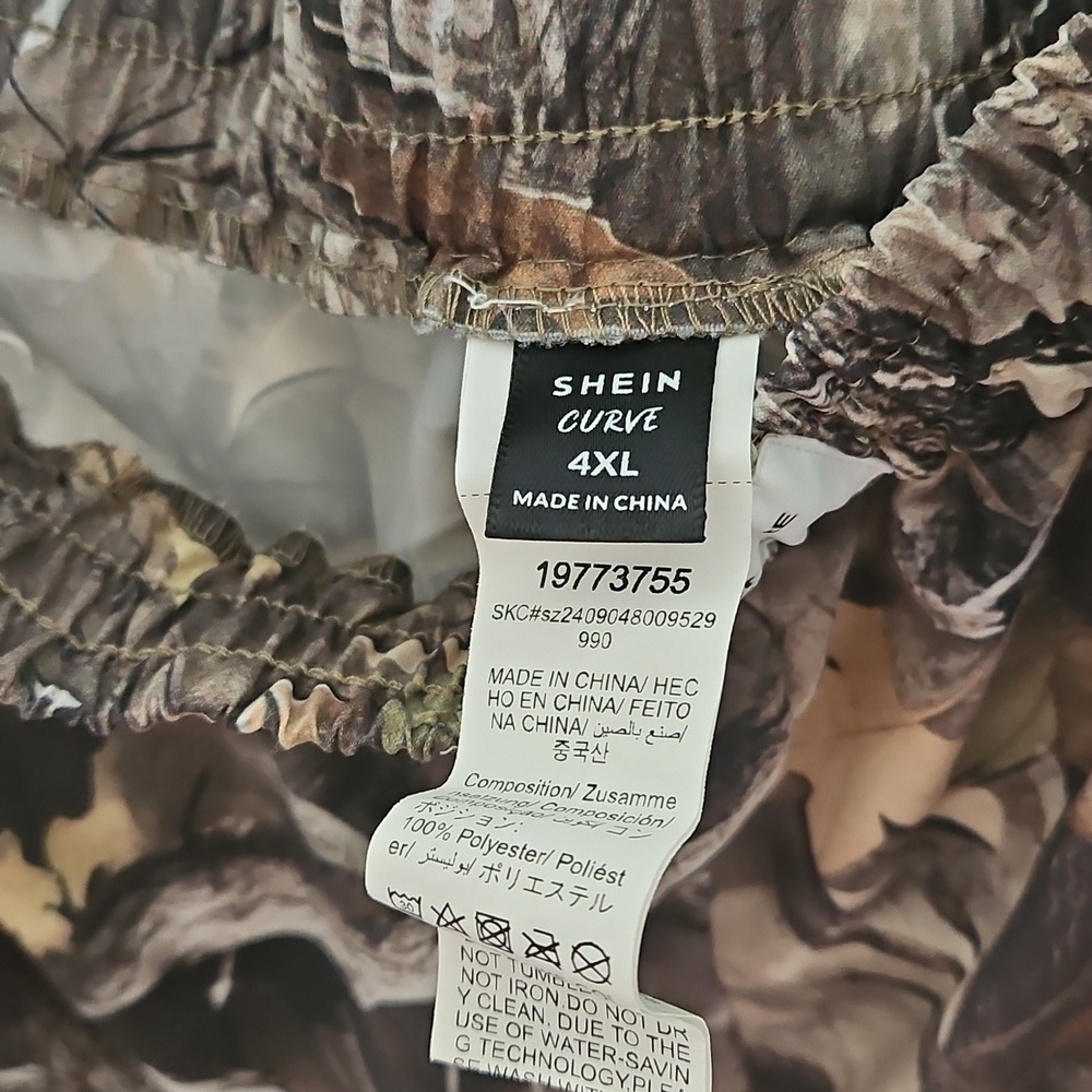 SHEIN Green Tree Camo Elastic Waist Pants Size 4XL - Picture 4 of 5